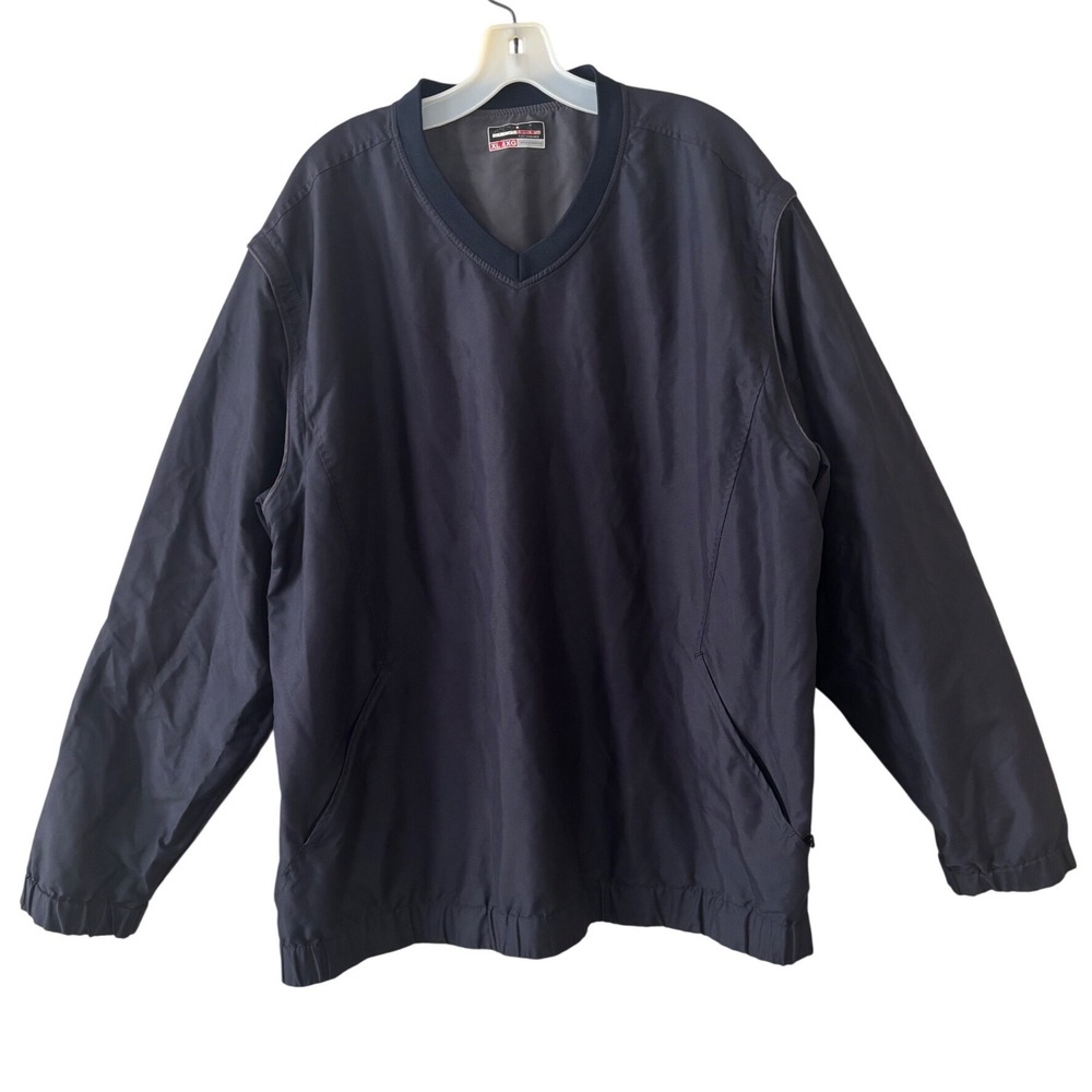 Grand Slam Mens XL Navy Blue V-Neck Mesh Lined Windbreaker Pullover Golf Jacket